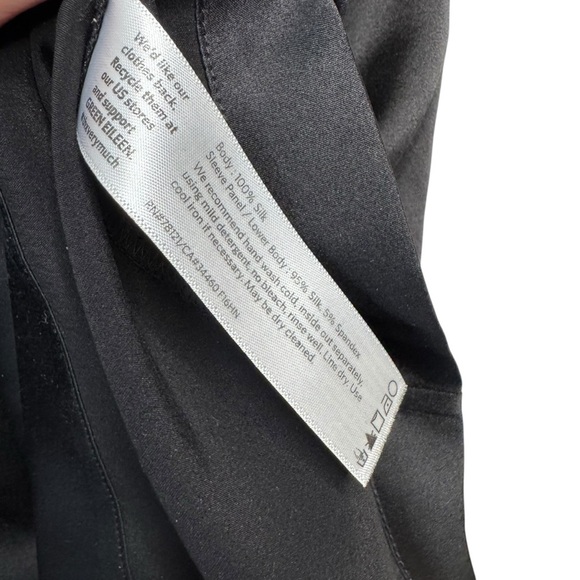 Eileen Fisher Silk Crepe de Chine Shirt Dolman Sleeve Blouse Black PL L5 - Picture 5 of 9